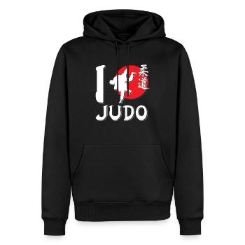 Judokämpfer lieben Kampfkünste - Männer Premium Bio Hoodie - Schwarz - Vorne - Nico (187cm)