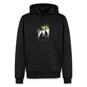 Hirsch Natur WIld - Männer Premium Bio Hoodie - Schwarz - Vorne - Nico (187cm)