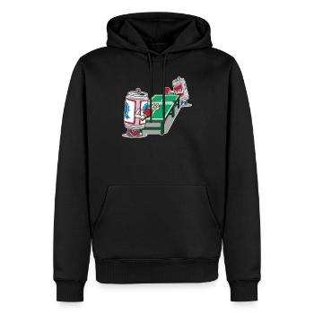 Drôle de bière pong nerd geek étudiant à boire jeu - Sweat à capuche Premium bio Homme - noir - Devant - Nico (187cm)