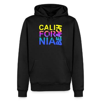 California Beach - Sweat à capuche Premium bio Homme - noir - Devant - Nico (187cm)
