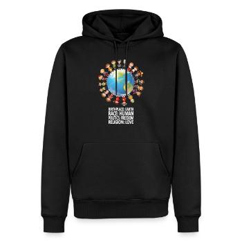Gegen Rassismus Friede - Männer Premium Bio Hoodie - Schwarz - Vorne - Nico (187cm)