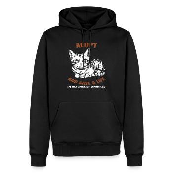 Adoption de la protection des animaux chats - Sweat à capuche Premium bio Homme - noir - Devant - Nico (187cm)