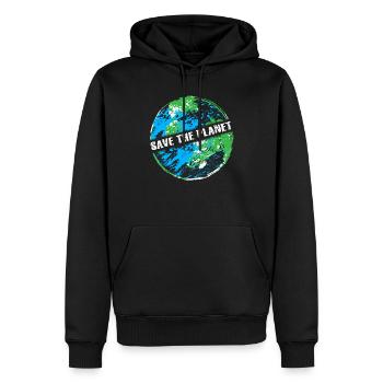 Save the planet Changement climatique Terre terre vert éco - Sweat à capuche Premium bio Homme - noir - Devant - Nico (187cm)