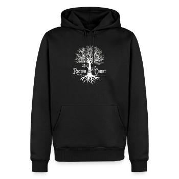 Rooted in Christ T Shirt Christian Faith and Love - Männer Premium Bio Hoodie - Schwarz - Vorne - Nico (187cm)