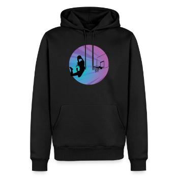 Fille de basket - Sweat à capuche Premium bio Homme - noir - Devant - Nico (187cm)