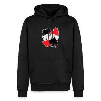 Jeu de poker poker carte de jeu argent casino - Sweat à capuche Premium bio Homme - noir - Devant - Nico (187cm)