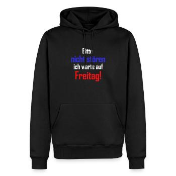 Lustiges Bitte nicht stören ich warte auf Freitag - Männer Premium Bio Hoodie - Schwarz - Vorne - Nico (187cm)