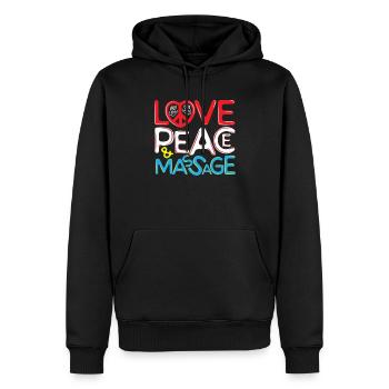 Love Peace & Massage wunderschöner Slogan - Männer Premium Bio Hoodie - Schwarz - Vorne - Nico (187cm)