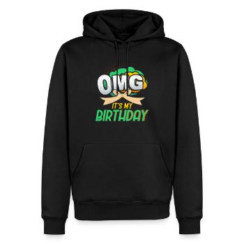 OMG ist mein Geburtstags-Design-Design Halbton - Männer Premium Bio Hoodie - Schwarz - Vorne - Nico (187cm)