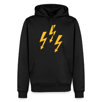 Blitz - Männer Premium Bio Hoodie - Schwarz - Vorne - Nico (187cm)
