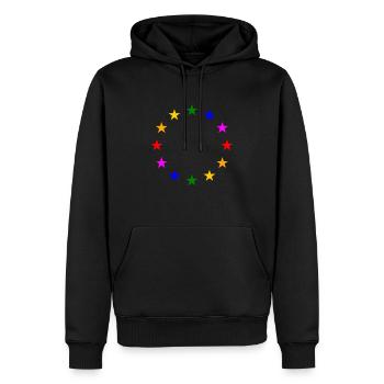 EU stars in rainbow colours - Men’s Premium Organic Hoodie - black - Front - Nico (187cm)