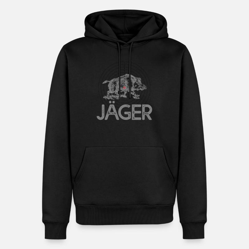 Jäger Wildschwein Jagd Geschenk - Männer Premium Bio Hoodie - Schwarz