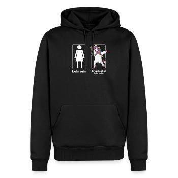 Lehrerin vs. Grundschullehrerin | Lehrer Geschenk - Männer Premium Bio Hoodie - Schwarz - Vorne - Nico (187cm)