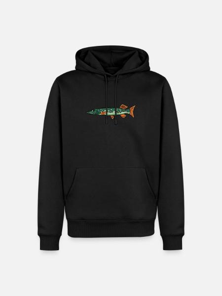 Vissende visser snoek vis - Mannen Premium Bio hoodie - zwart