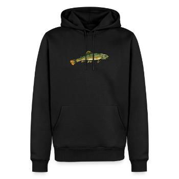 Pêche à la truite - Sweat à capuche Premium bio Homme - noir - Devant - Nico (187cm)