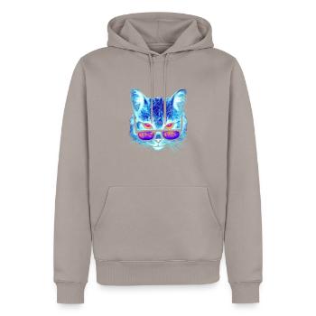 Sommer Katze Sonnenbrille Faszination Geschenk - Männer Premium Bio Hoodie - Taupe - Vorne - Nico (187cm)