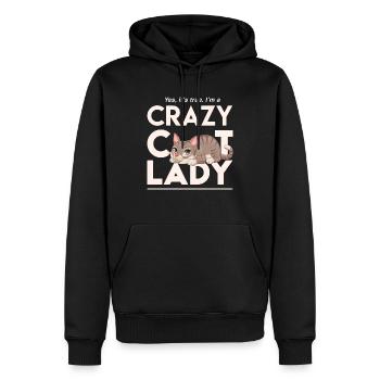 Ja, es stimmt, ich bin eine verrückte Katzendame - Männer Premium Bio Hoodie - Schwarz - Vorne - Nico (187cm)
