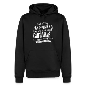 Du kannst kein Glück kaufen, aber du kannst eine Gitarre kaufen - Männer Premium Bio Hoodie - Schwarz - Vorne - Nico (187cm)