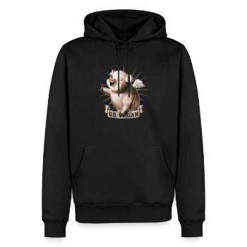 Go Vegan - Sweat à capuche Premium bio Homme - noir - Devant - Nico (187cm)