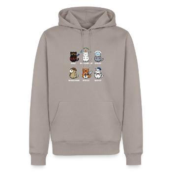 Different cats - Men’s Premium Organic Hoodie - taupe - Front - Nico (187cm)