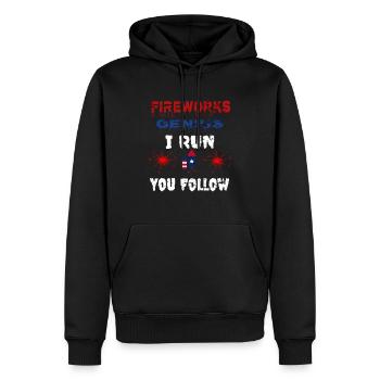 Fireworks Genius I run You Follow - Männer Premium Bio Hoodie - Schwarz - Vorne - Nico (187cm)