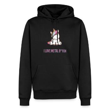 Metal Rock Einhorn - Männer Premium Bio Hoodie - Schwarz - Vorne - Nico (187cm)