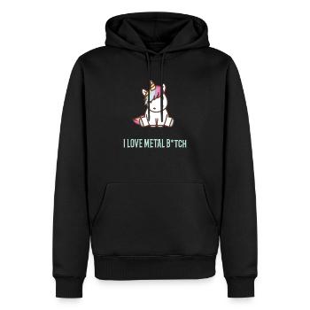Metal Rock Einhorn - Männer Premium Bio Hoodie - Schwarz - Vorne - Nico (187cm)