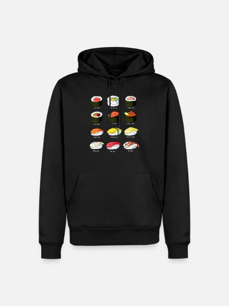 Sushi outline costume types - Men’s Premium Organic Hoodie - black