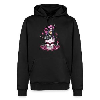 breast cancer girl pink awareness head cancer - Männer Premium Bio Hoodie - Schwarz - Vorne - Nico (187cm)