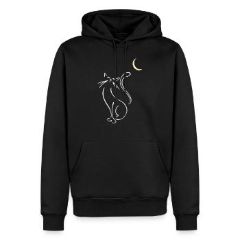 cat and moon animals cute lovely happy cat - Männer Premium Bio Hoodie - Schwarz - Vorne - Nico (187cm)