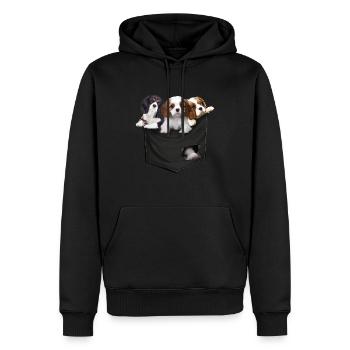 Cavalier King Charles Spaniel Pocket Mid Classic - Sweat à capuche Premium bio Homme - noir - Devant - Nico (187cm)