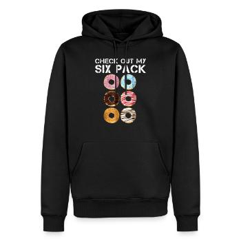 check out my six pack donut funny gym - Männer Premium Bio Hoodie - Schwarz - Vorne - Nico (187cm)
