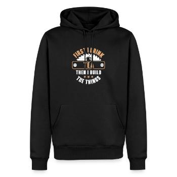 Menuisier menuisier menuisier - Sweat à capuche Premium bio Homme - noir - Devant - Nico (187cm)