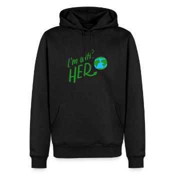 I am with her planet earth day shirt - Sweat à capuche Premium bio Homme - noir - Devant - Nico (187cm)