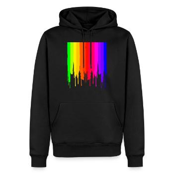 LGBTQ tropfender Regenbogen - Männer Premium Bio Hoodie - Schwarz - Vorne - Nico (187cm)