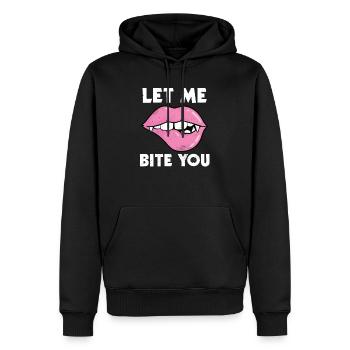 Cadeau de vampire d'Halloween se mordant les lèvres - Sweat à capuche Premium bio Homme - noir - Devant - Nico (187cm)