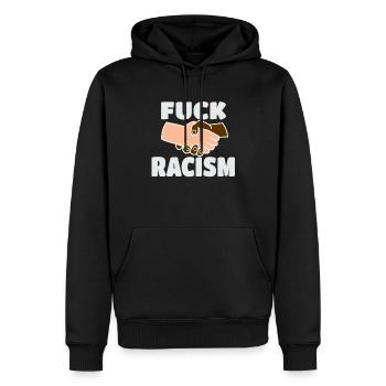 BAISE DE RACISME - Sweat à capuche Premium bio Homme - noir - Devant - Nico (187cm)