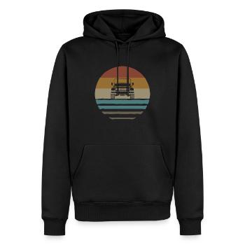 jeeps retro vintage 70 en détresse hors route hommes - Sweat à capuche Premium bio Homme - noir - Devant - Nico (187cm)