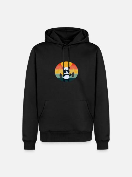 Panda Sunset Weight Lifting - Men’s Premium Organic Hoodie - black
