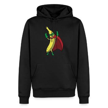 Fruit de la banane super héros héros banane super héros - Sweat à capuche Premium bio Homme - noir - Devant - Nico (187cm)