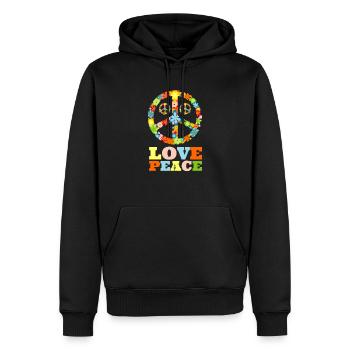 Love Peace Love Peace Shirt - Men’s Premium Organic Hoodie - black - Front - Nico (187cm)