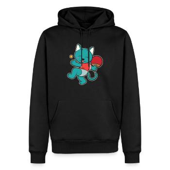 Fille de cadeau de joueur de tennis de table drôle de chat - Sweat à capuche Premium bio Homme - noir - Devant - Nico (187cm)