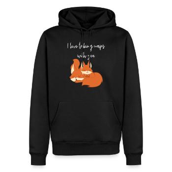 Fox - Cute Fox - Fox Lover - La sieste - Sweat à capuche Premium bio Homme - noir - Devant - Nico (187cm)