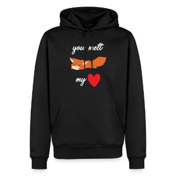 Fox - Cute Fox - Fox Lover - Fondre mon coeur - Sweat à capuche Premium bio Homme - noir - Devant - Nico (187cm)