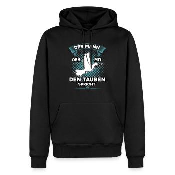 Brieftauben product Tauben Flüsterer - Men’s Premium Organic Hoodie - black - Front - Nico (187cm)