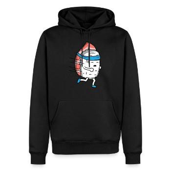 Sushi Running Sport Runner Athlete - Men’s Premium Organic Hoodie - black - Front - Nico (187cm)