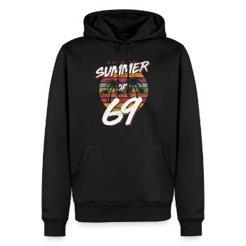 50 anniversaire T-shirt Summer of 69 Cadeau Maman - Sweat à capuche Premium bio Homme - noir - Devant - Nico (187cm)