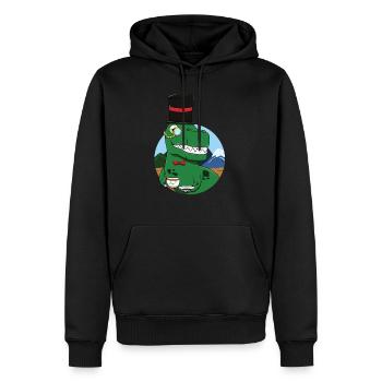Tee Rex Frauen Männer T-Rex Wortspiel Cup Dinosaurier Zeichnung - Männer Premium Bio Hoodie - Schwarz - Vorne - Nico (187cm)