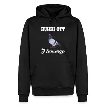 Ruhrpott Flamingo Fun Tauben - Männer Premium Bio Hoodie - Schwarz - Vorne - Nico (187cm)