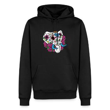 Elephant Sugar Skull Elefant Goa Zombie Totenkopf - Men’s Premium Organic Hoodie - black - Front - Nico (187cm)